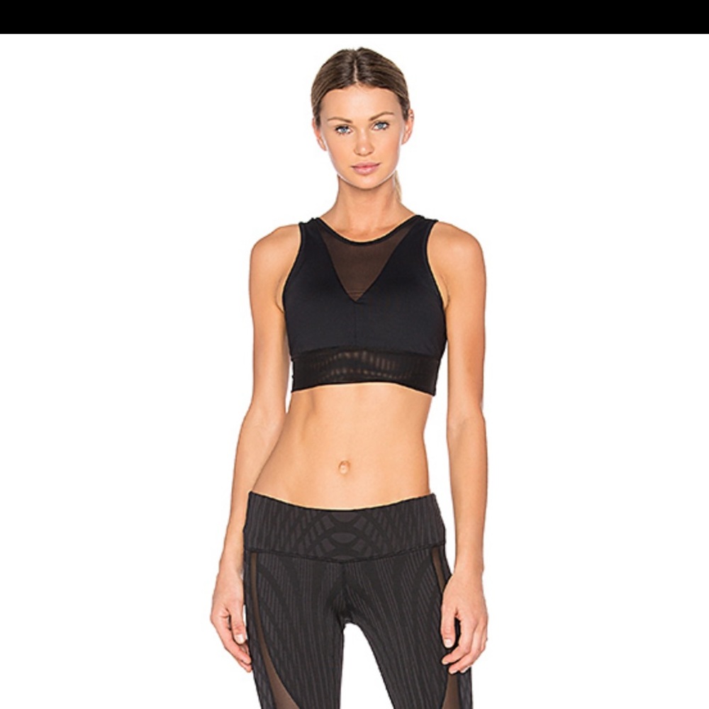 Alo yoga jubilee black mesh sports bra